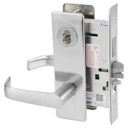 Corbin Russwin Apartment or Dormitory Mortise Lock, NS Lever, M Escutcheon, 6-Pin LFIC Less Core, Satin Chrome ML2067 NSM 626 CL6